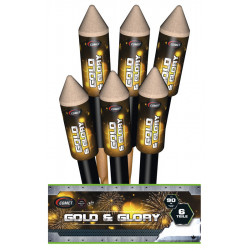Silvester Feuerwerk Raketen Sortiment 6 Gold & Glory