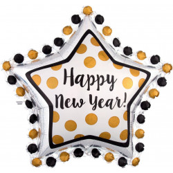 Riesen Folienballon Stern Happy New Year 76cm