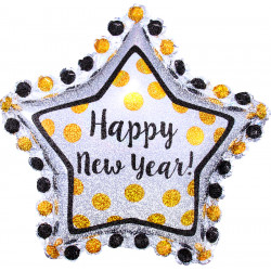 Riesen Folienballon Stern Happy New Year 76cm
