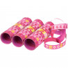 3er Party Luftschlangen pink mit blumen und Schmetterlingen