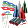 Party Set Holografisch für 4 Personen glitzer hüte hut masken luftschlangen bärte