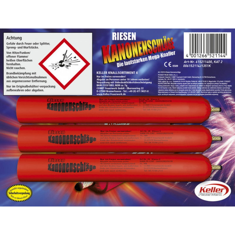 3 er Set Silvester Feuerwerk Riesen Kanonenschlag zylindrisch Kaliber D zyl. zyl kal. kal x014
