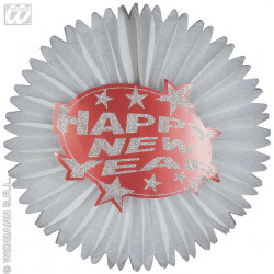 Silvester Deko Hängedeko Happy new year rosette glitzer dekoration