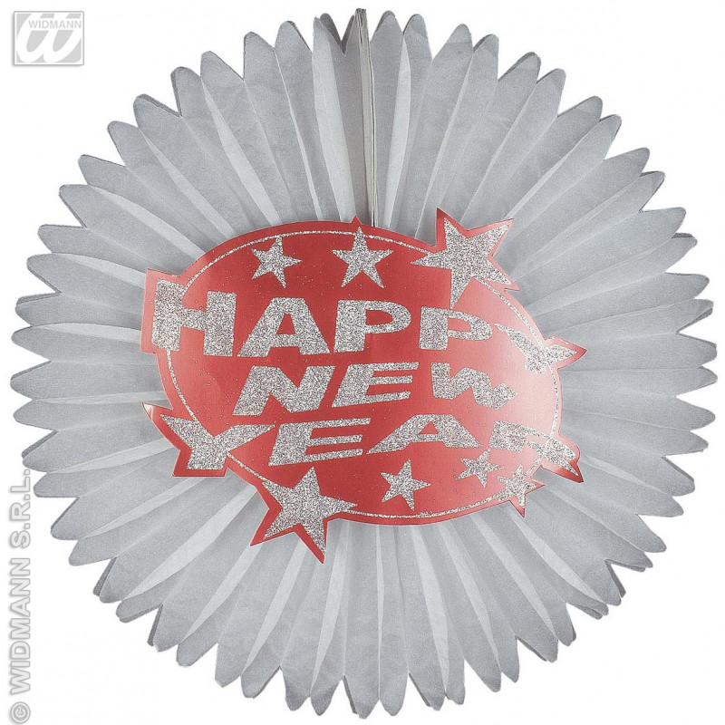 Silvester Deko Hängedeko Happy new year rosette glitzer dekoration
