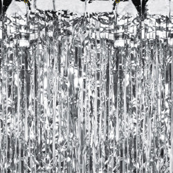 Lametta Vorhang in gold oder silber bunt regenbogen 91,4x240cm Lamettavorhang