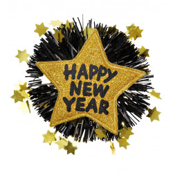 Edler Glitzer Happy New Year Anstecker bzw. Brosche in gold und silber silvester sylvester stirnreif neujahr