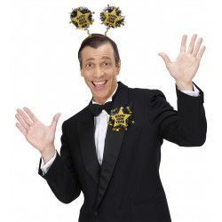 Edler Glitzer Happy New Year Anstecker bzw. Brosche in gold und silber silvester sylvester stirnreif neujahr