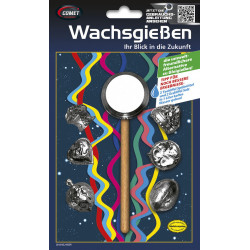 Silvester Giessen Wachsgiessen mit 6 Figuren und Orakel und Orakelheft sylvester blei giessen bleigiessen bleigießen gießen neuj