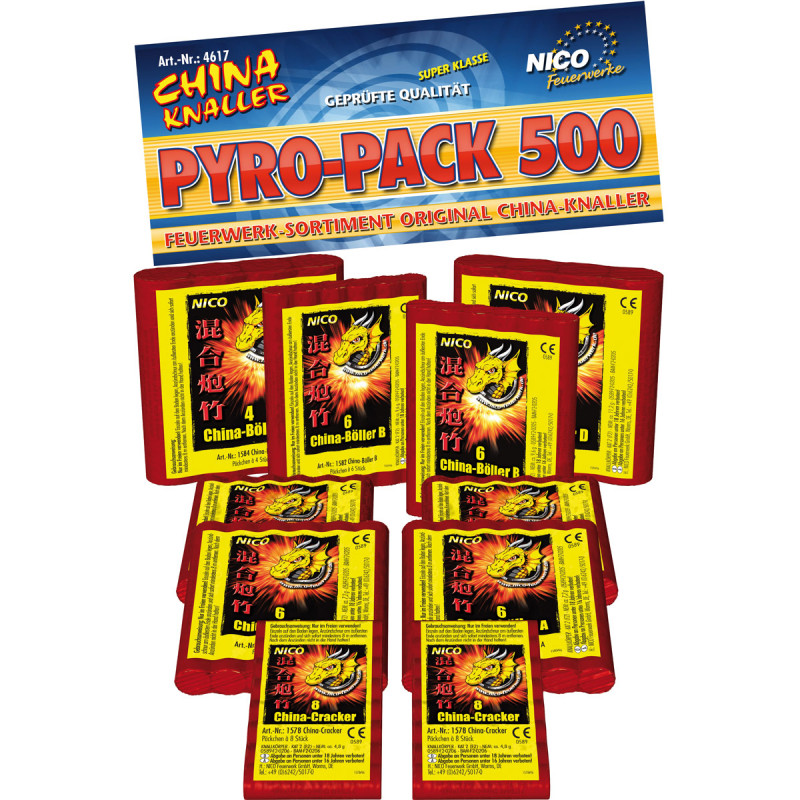 Nico Knall Sortiment China Böller Pyro Pack 500 Knaller Sortiment china chracker böller A B C D super I II lady