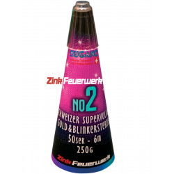 Silvester Leucht Feuerwerk Zink Bugano Vulkan No 2 maxi schweizer Blinker Sterne Strobe Effekt Blinkvulkan Goldvulkan gold Berli