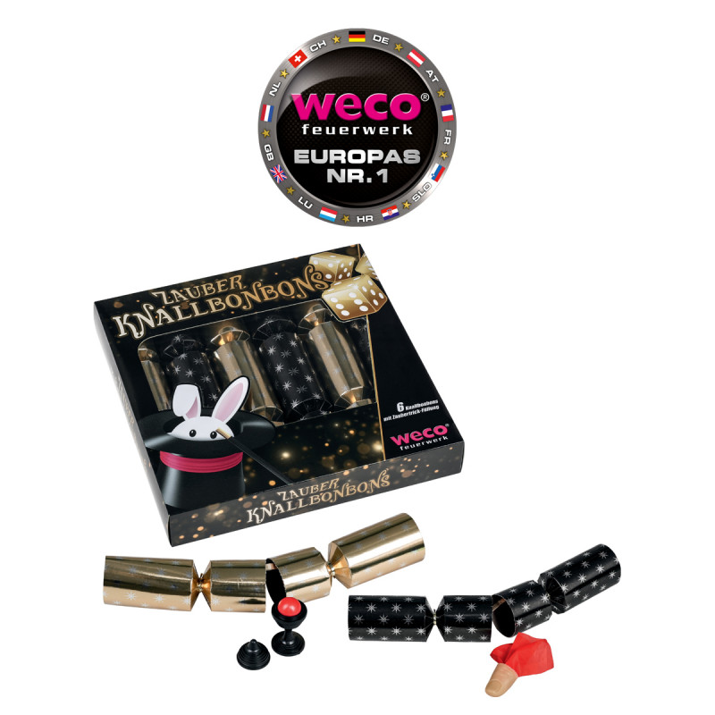 6er Set Riesen Zauber Knallbonbons in Dekobox knall bonbons bonbon Tischfeuerwerk tisch feuerwerk party Glücksbringer silvester 