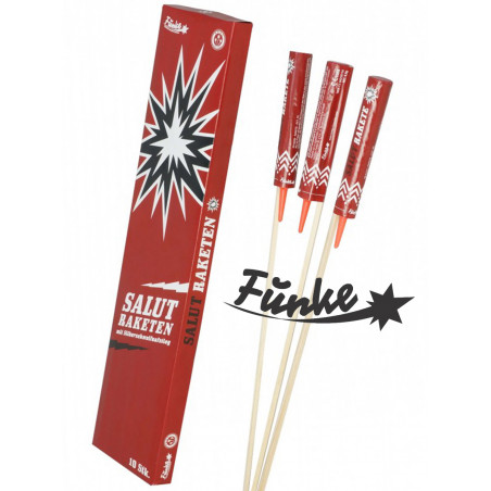 Funke Salutraketen mit Silberschweif Aufstieg knallraketen titansalut salut Feuerwerk berlin kaufen werksverkauf silvester schön