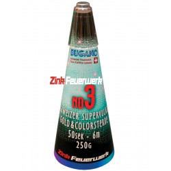 Silvester Leucht Feuerwerk Zink Bugano Vulkan No 3 maxi schweizer Blinker Sterne Strobe Effekt Blinkvulkan Goldvulkan gold Berli