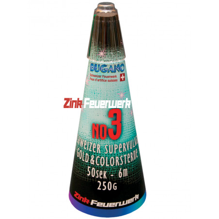 Silvester Leucht Feuerwerk Zink Bugano Vulkan No 3 maxi schweizer Blinker Sterne Strobe Effekt Blinkvulkan Goldvulkan gold Berli