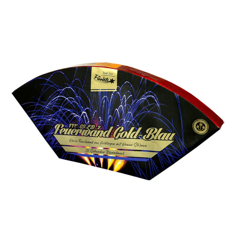 Silvester Feuerwerk Funke Fontänenverbund Feuerwand Gold Blau