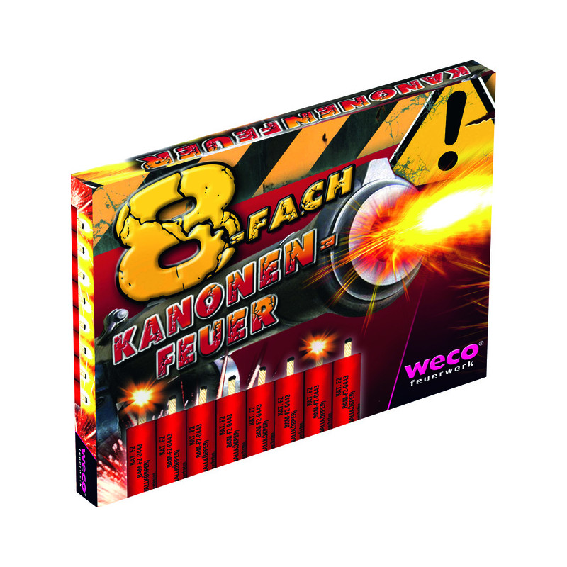 8-fach Kanonenfeuer Kanonenschläge zylindrisch Silvester Feuerwerk