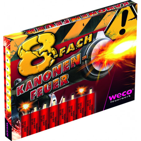 8-fach Kanonenfeuer Kanonenschläge zylindrisch Silvester Feuerwerk