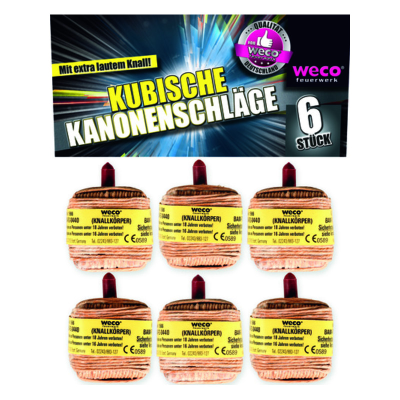 Silvester Feuerwerk 6er Kanonenschlag kubisch