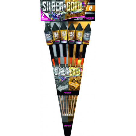 Silvester Sortiment 6 Silber & Gold Raketen
